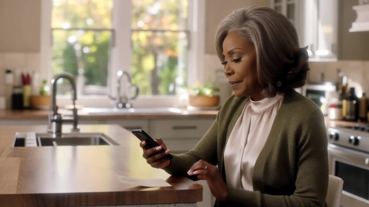 Evelyn, AI-generated fictional teaching case in a modern kitchen